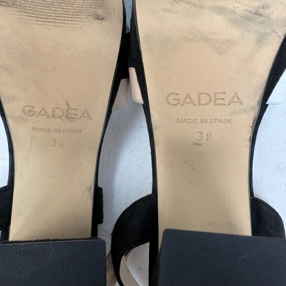 Gadea Sandal Womens Size 38 Black Beige White Suede Block Heel Made In Spain - Picture 5 of 9